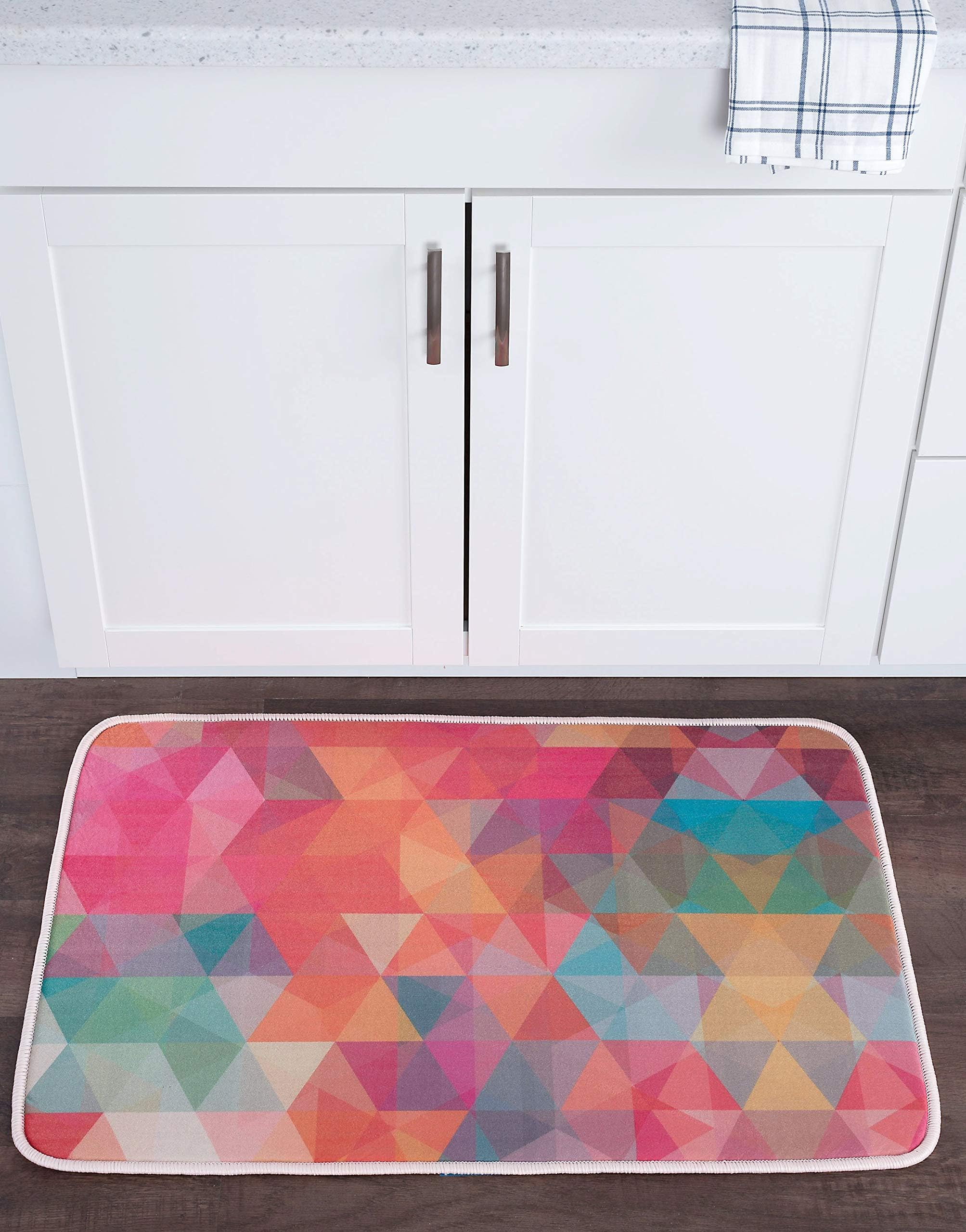 Anti-Fatigue Geometric Beige Comfort Non-Slip Multi-Purpose Kitchen Mat, 2' x 3'
