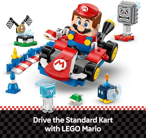 LEGO Mario Kart – Interactive Mario & Standard Kart - Toy Race Course with a Car, 3 Figures, a Podium & Barriers - Gamer Gift for 7+ Year Old Boys & Girls - 72043