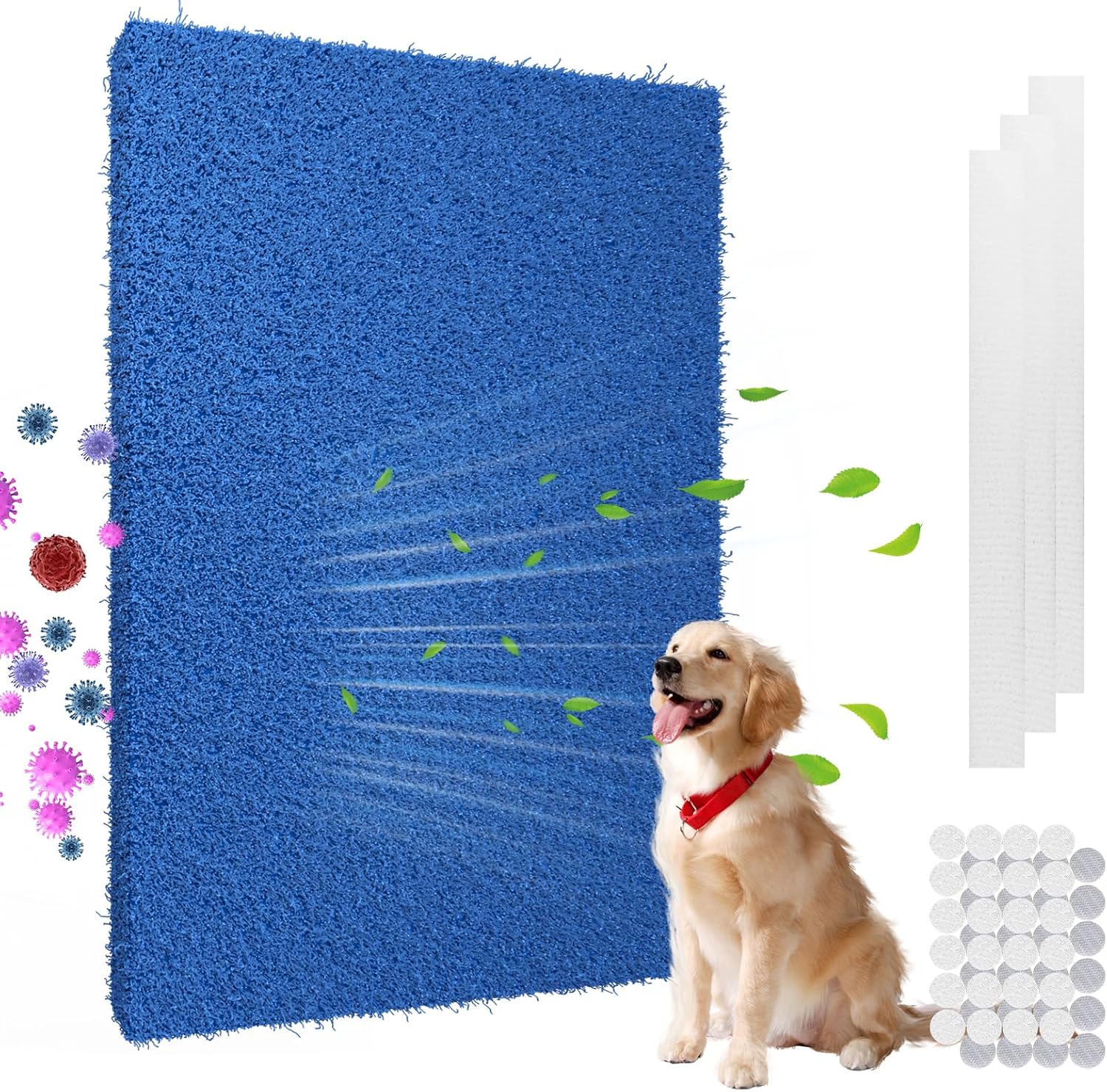 Reusable Air Filter 20x30,Washable Cut to Fit Furnace Filters,MERV 6 Replacement Filter for HVAC, RV, Washable Replacement Air Conditioner Filters, 24 PCs Hooks(Actual 20x30x0.7 in.) MERV 6-1PC-Blue