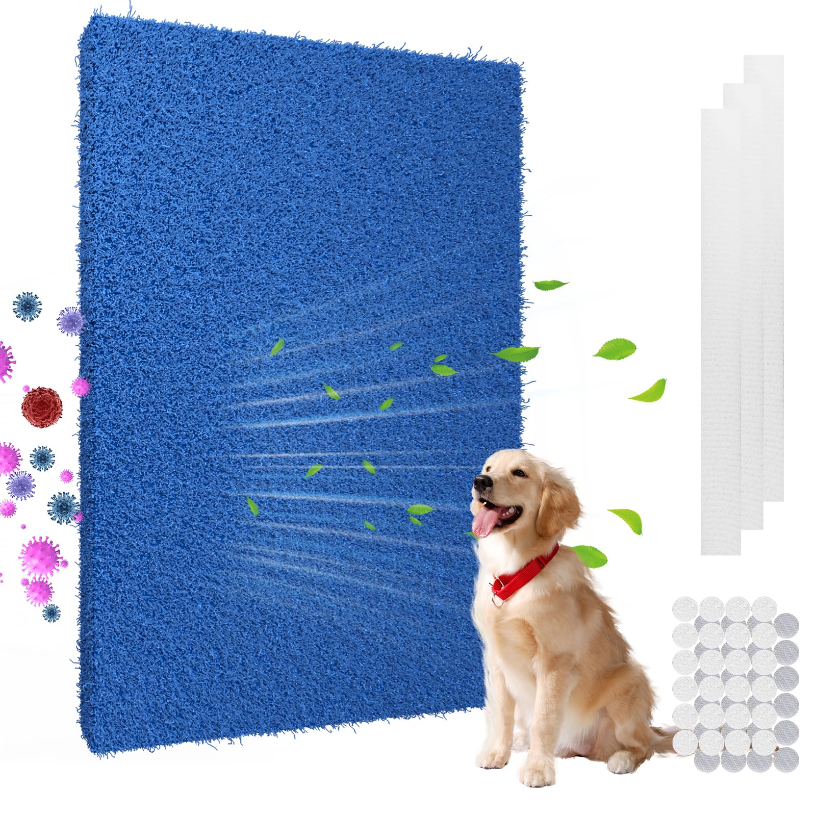 Reusable Air Filter 20x30,Washable Cut to Fit Furnace Filters,MERV 6 Replacement Filter for HVAC, RV, Washable Replacement Air Conditioner Filters, 24 PCs Hooks(Actual 20x30x0.7 in.)