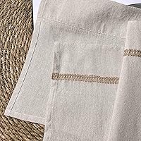 Vista 6 de Cenefa de lino de algodón para ventanas con ribete de encaje de arpillera rústica de 12 pulgadas, cenefa de cocina con bolsillo para barra, cortina