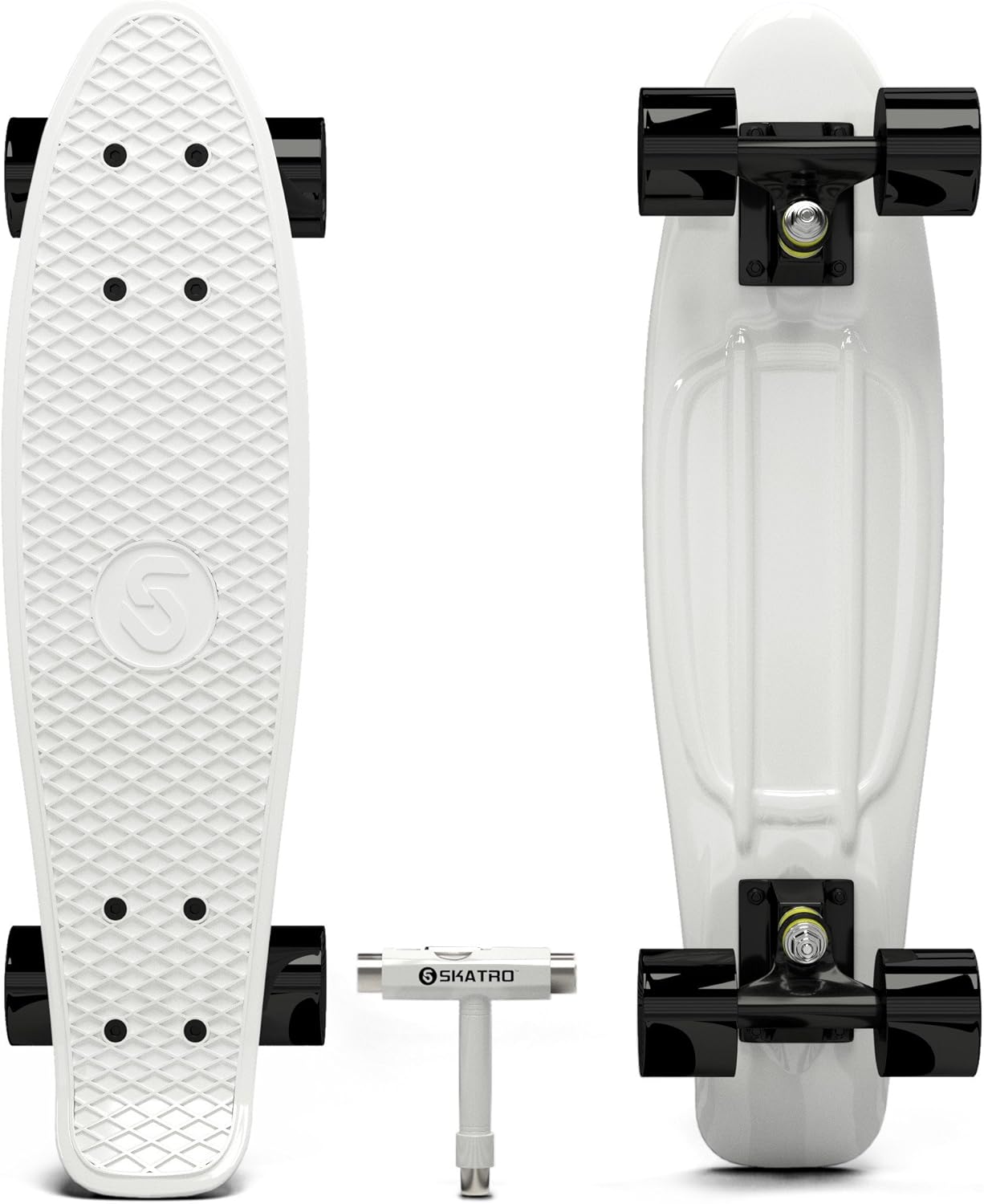 Skatro Mini Cruiser Skateboard. 22x6inch Retro Style Plastic Board Comes Complete