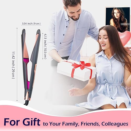 Miniatura 6 de ANGENIL Plancha plana de cerámica Pro Twist de 1 pulgada, alisador y rizador de pelo de doble voltaje 2 en 1, plancha plana redonda