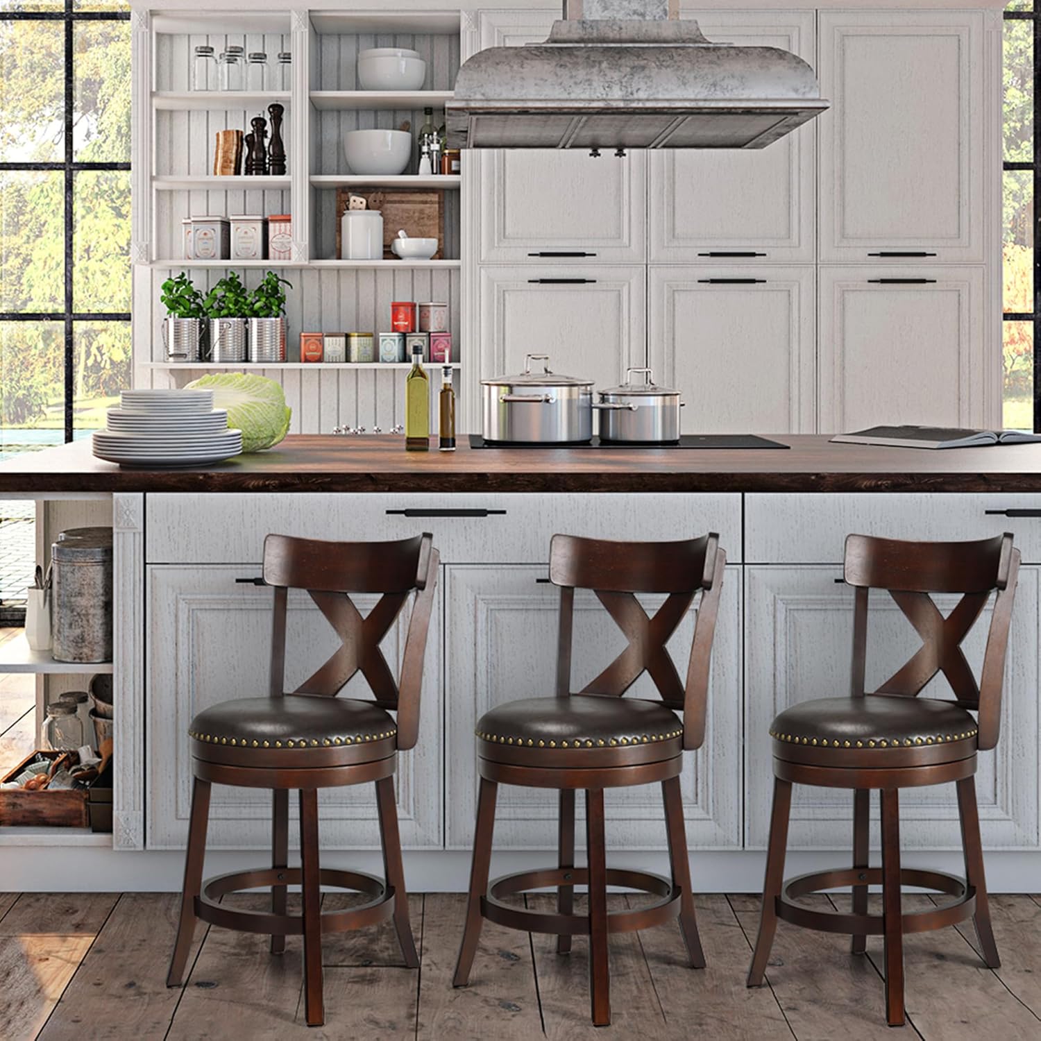 Counter Stools Set of 3, 25" Seat H for 34"36" Counter