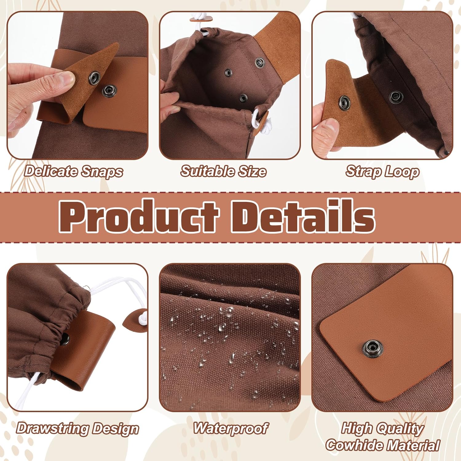 Foraging Bag, Waxed Canvas Pouch Foraging Pouch Rock Collecting Bag Drawstring Multi-Purpose Pouches for Mushroom Berry Picking Storaging Camping Hiking Bushcraft Travel Bags Waterproof - Image 5