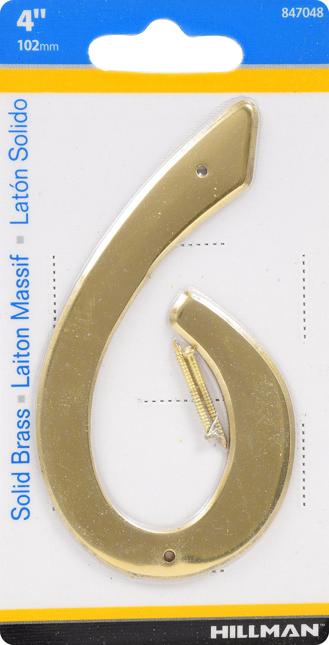 Deltana RN4-6U15 Solid Brass 4-Inch House Number 6 Board By