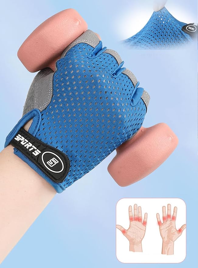 Guantes para ciclismo infantil sin dedos azules talla L 9-14 años miniatura 6