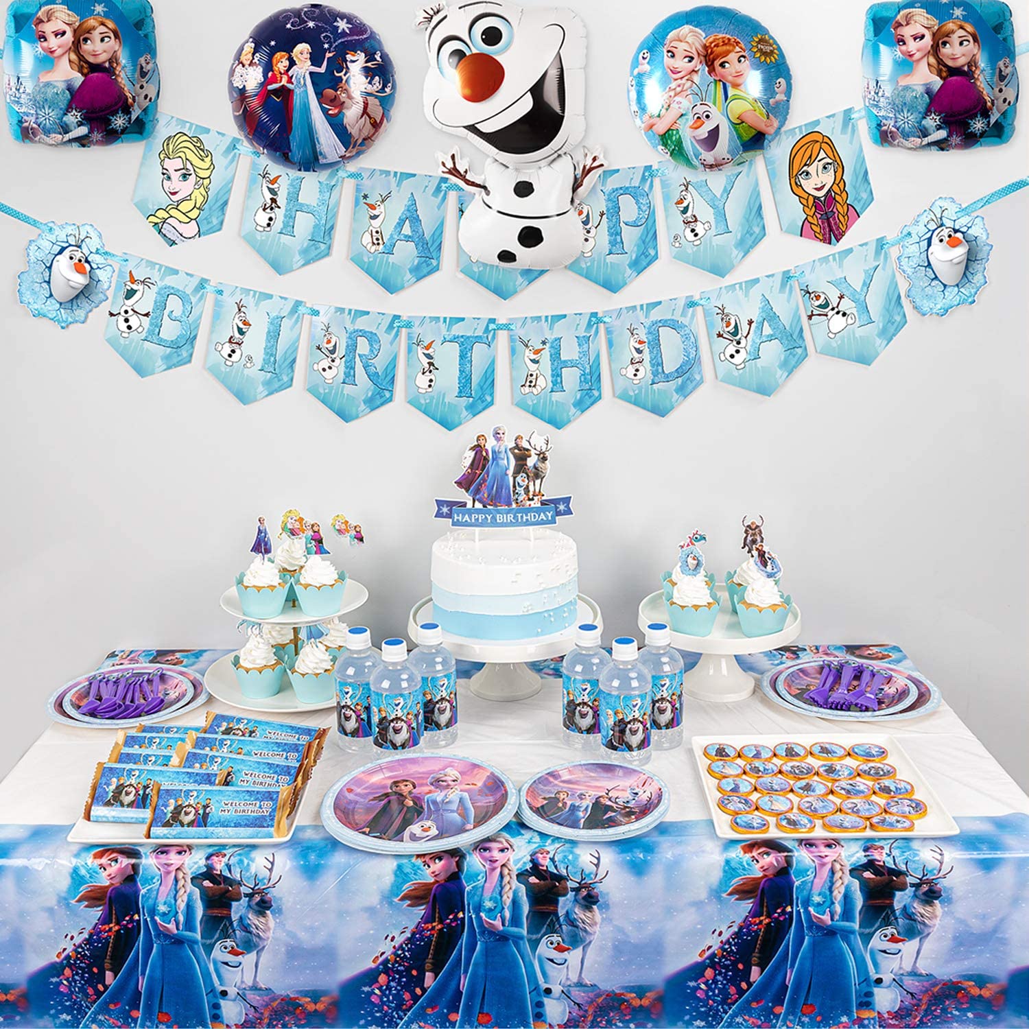 Frozen 2 Party Supplies Set 128pcs Birthday Decorations,10Kids Frozen