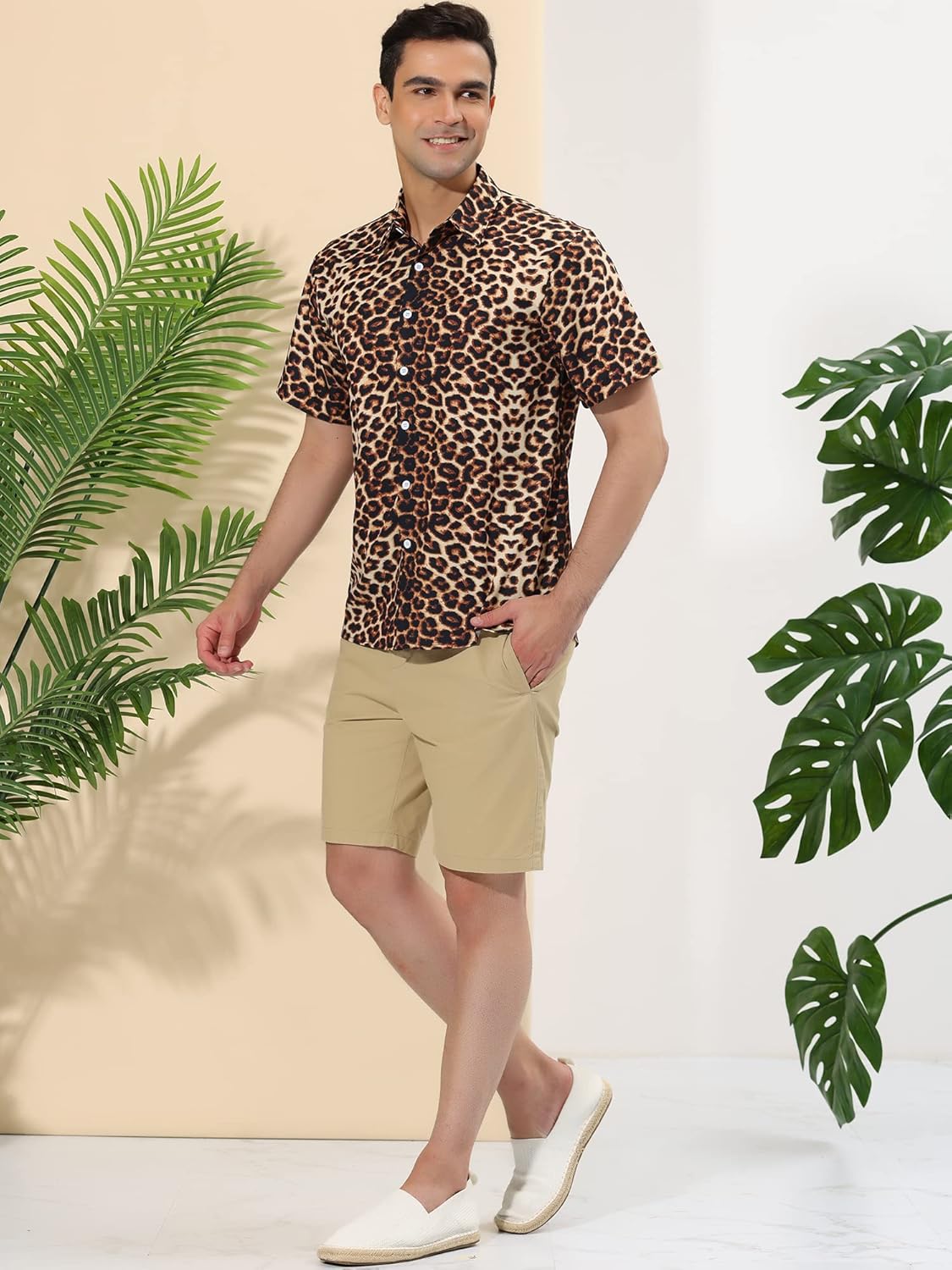 Lars Amadeus Men's Animal Print Shirt Short Sleeves Button Down Casual Summer Printed Shirts - Image 4