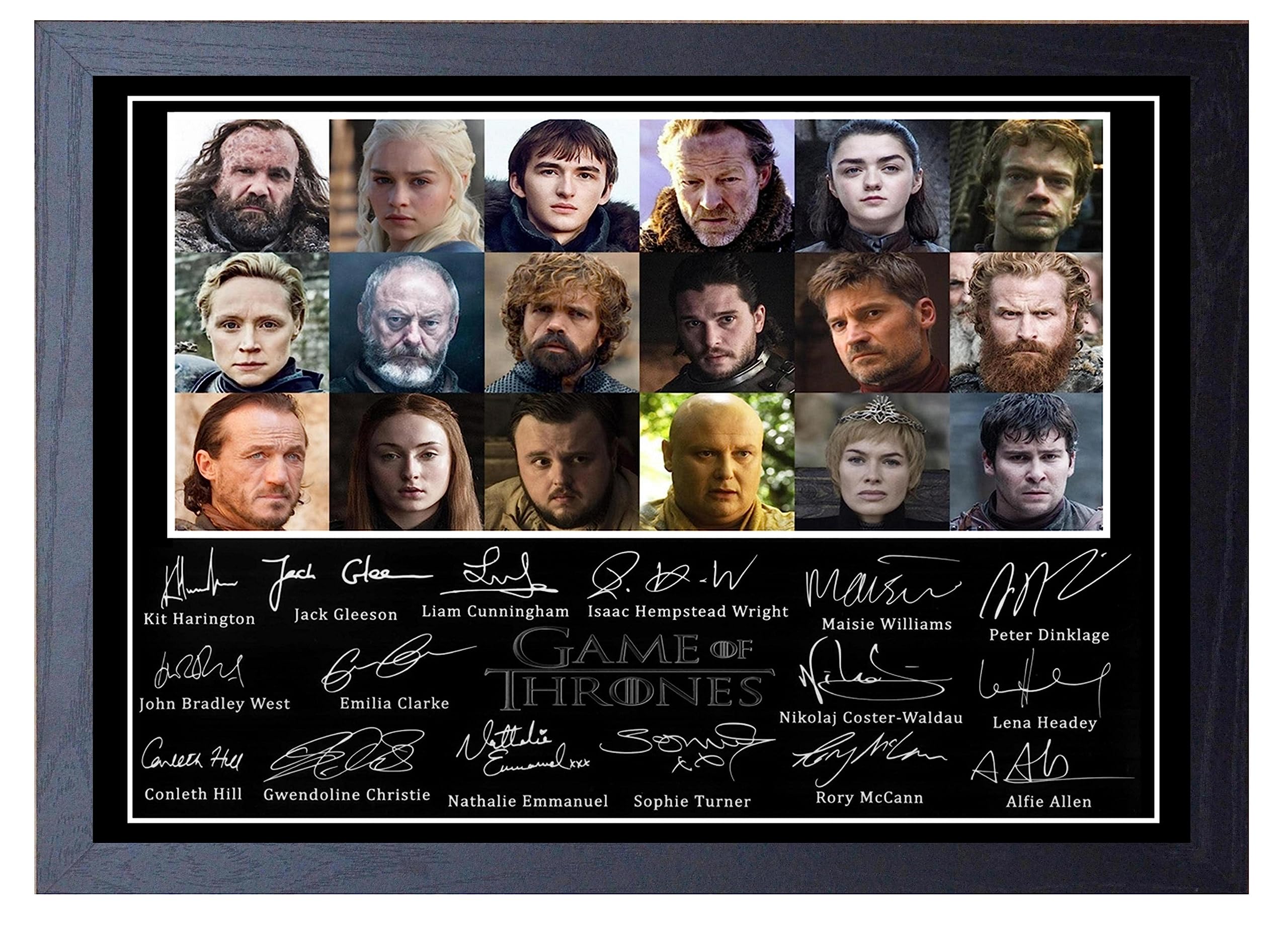 Signed By The Stars Multi Stunning Quality Game Of Thrones Cast Signed/Autographed Print (A4 Framed 34Cm X 24Cm)