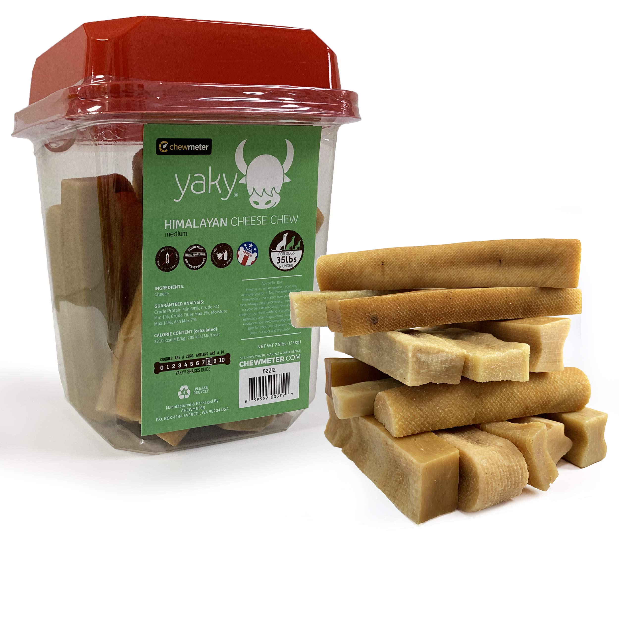 Chewmeter Yaky Himalayan Cheese Chews | Natural Yak Cheese Dog Chews | Long Lasting, Stain Free, Protein Rich, Low Odor | 100% Natural, Healthy & Safe | Medium | for Dogs 35 lbs and Smaller | 2.5lbs