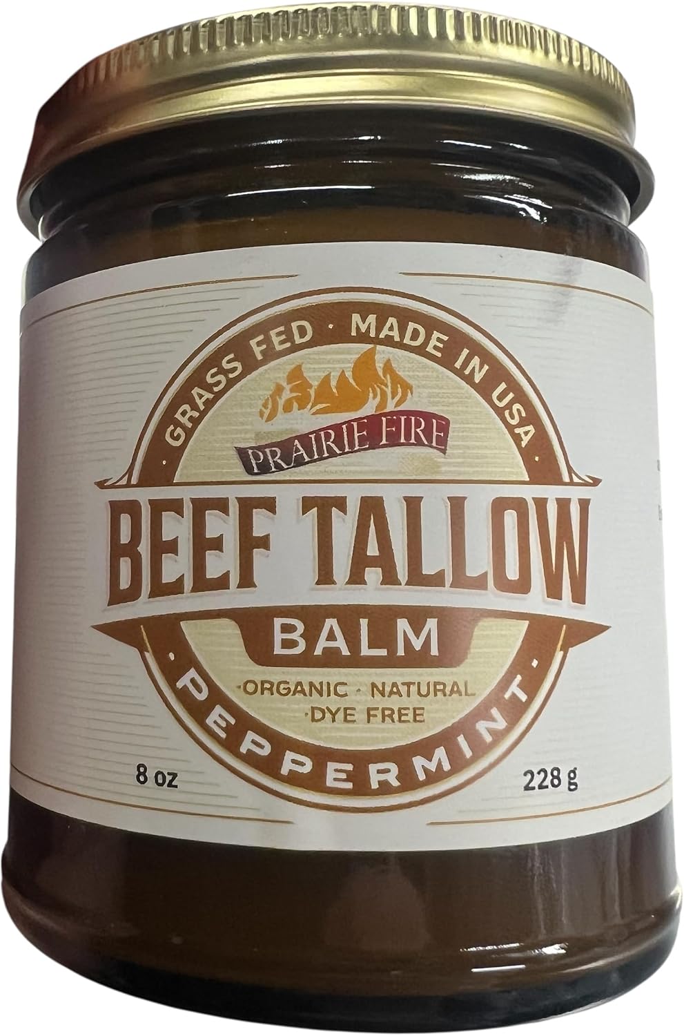 Grass Fed Beef Tallow Balm Grown and Made in USA - Organic Grass Fed and Finished Tallow - Moisturizing Skin Care Peppermint 8 oz