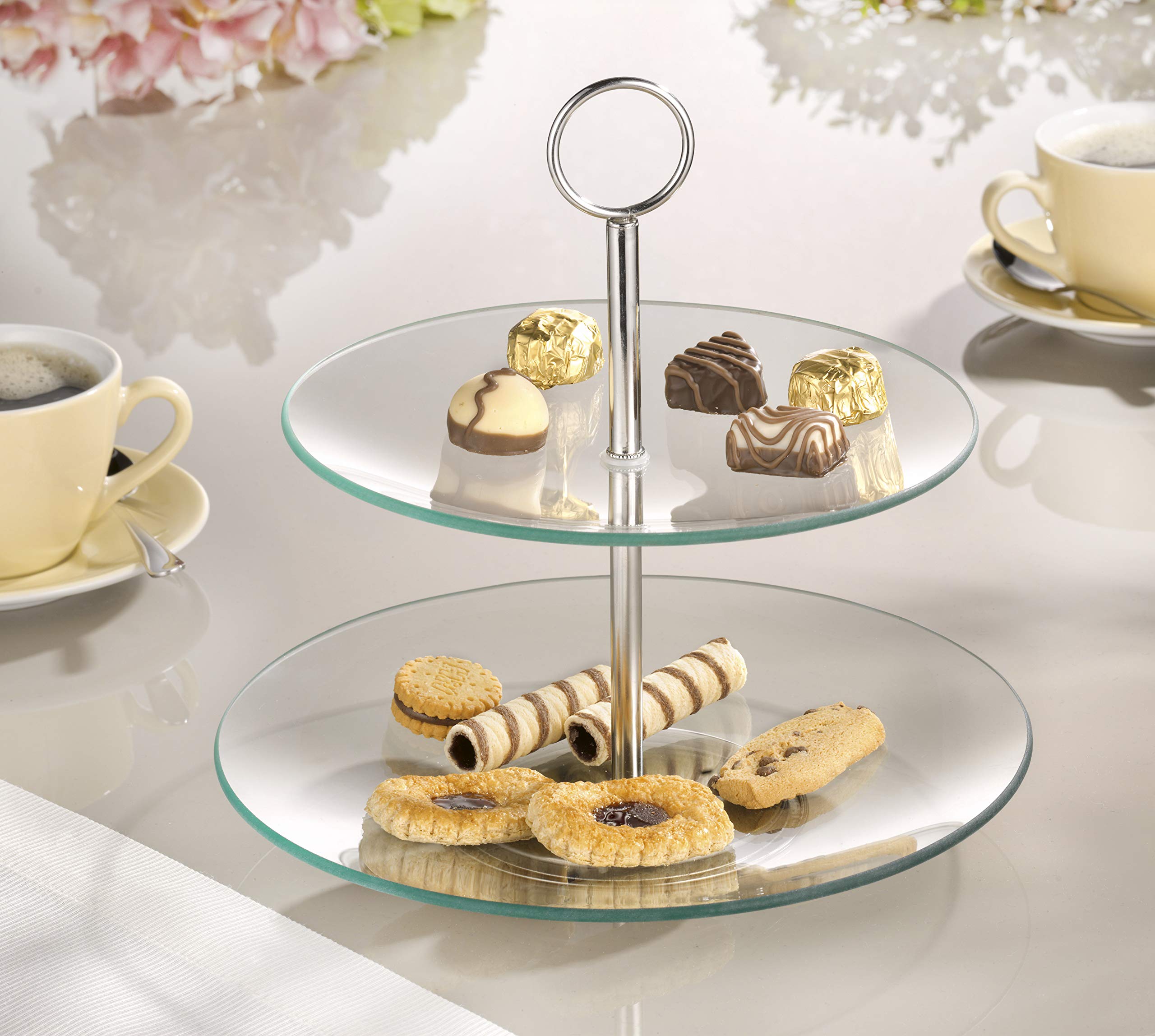 Esmeyer 199-618 cookie 2 étages en verre transparent, diamètre : 250 mm, haut en bas) : 210 mm