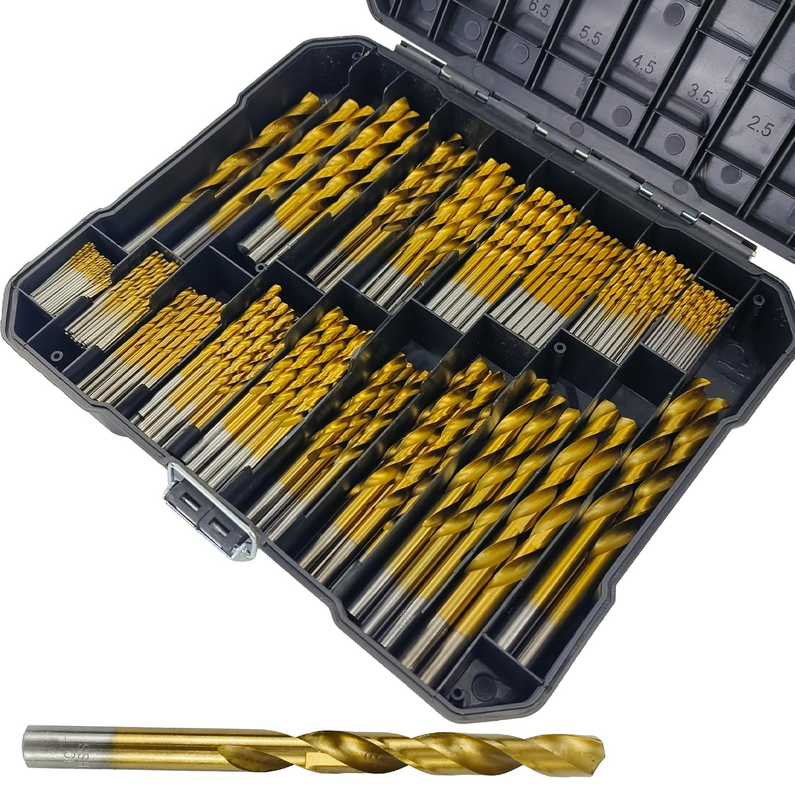 230本 ドリルビット セット 高速鋼 木材、プラスチック、アルミニウム合金用 1mm（3/64インチ）から10mm（1/2インチ）まで 収納ケース付き
