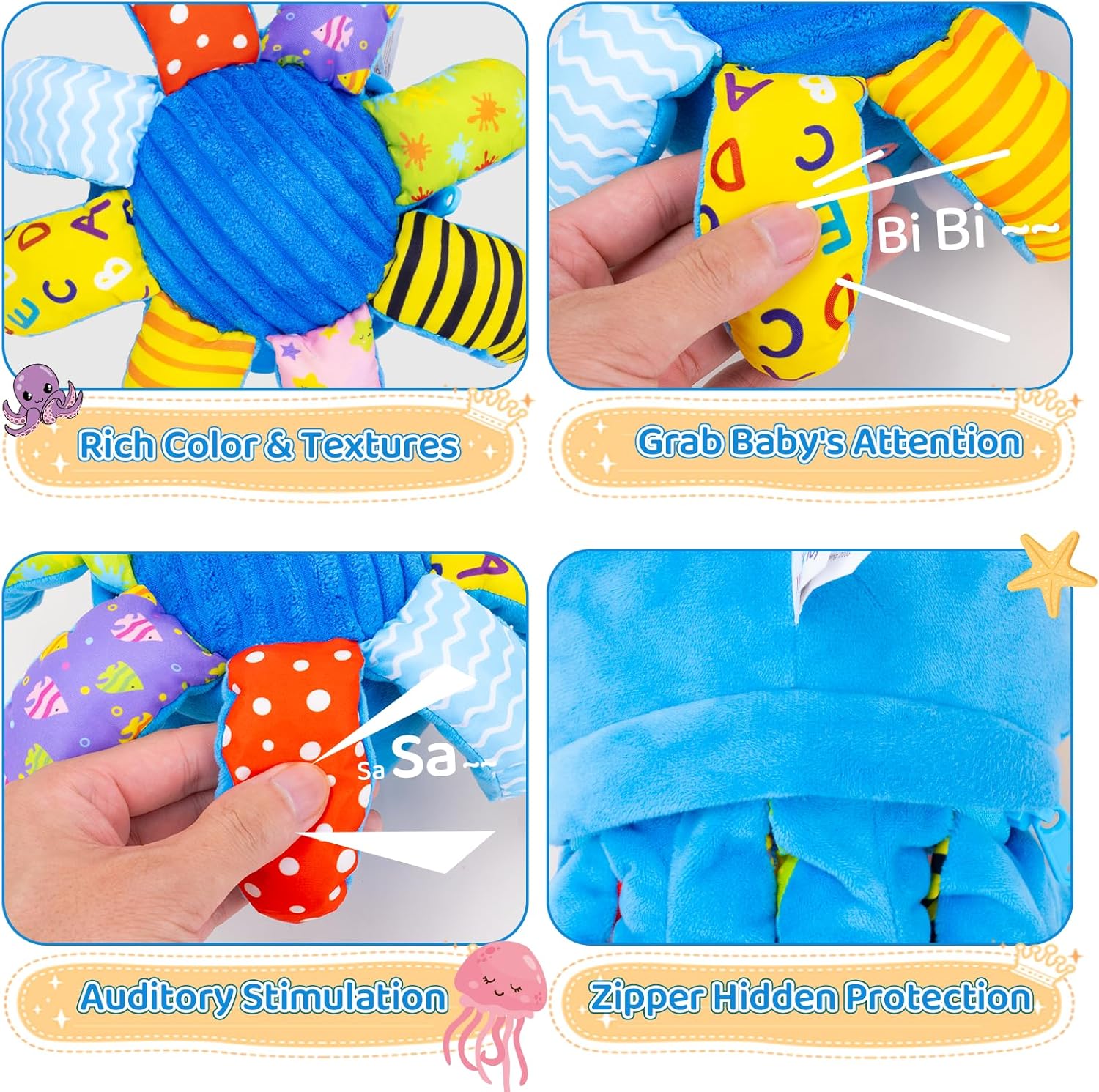 Baby Toys 6-12 Months, Musical Crawling Bouncing Dancing Octopus Plush Toys 12-18 Months, 50 Songs & Recording Feature, Interactive Toddler Toys Age 1-2 Tummy Time Toys for 1 Yr Old Infants Valentines - Image 2