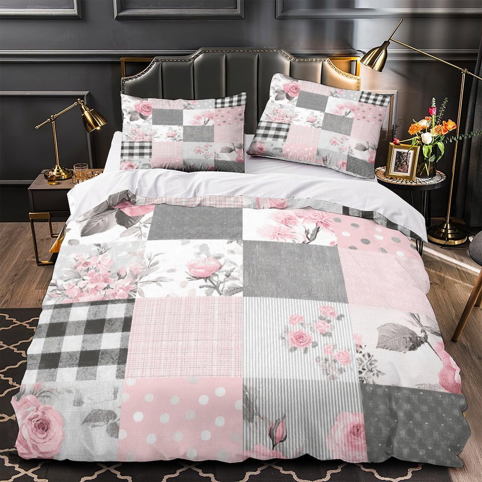 Parure de Lit Roses 3D en microfibre housse de couette 135x200cm pour lit simple ado