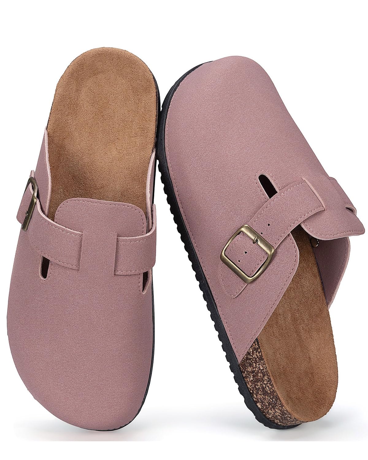 LANGDU Clogs Damen Herren Pantoletten Garten Hausschuhe,Rosa,42EU | Wildleder,Verstellbarer Riemen,Bequem,Atmungsaktiv,Modisch,Rutschfest,Indoor & Outdoor
