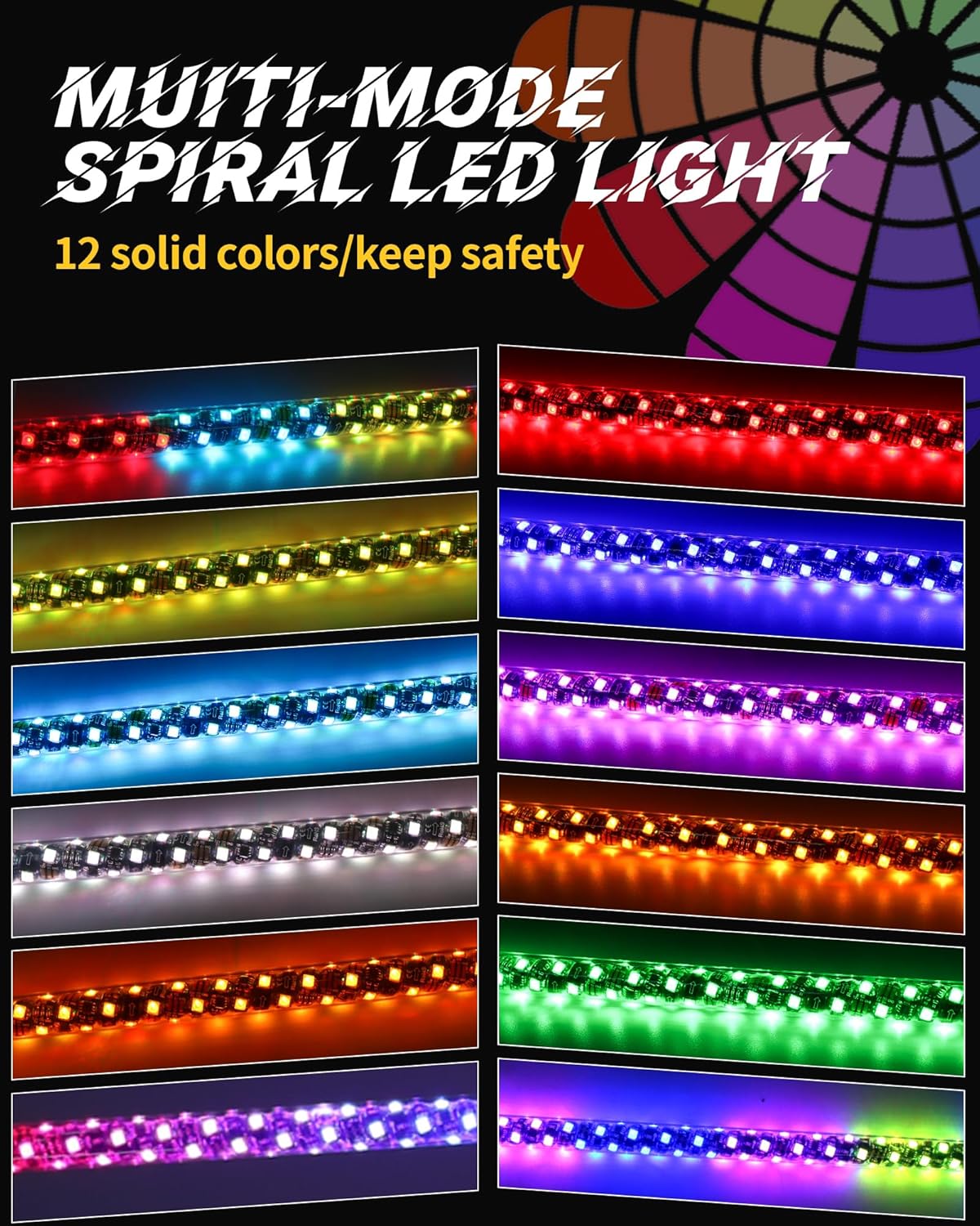 Smartmarine 4FT Boat Navigation Lights,12 Solid Color & Remote Control,360 degree Running Stern Light LED Marine Navigation Light for Pontoon, Skiff,Truck RV,Boat(4FT)