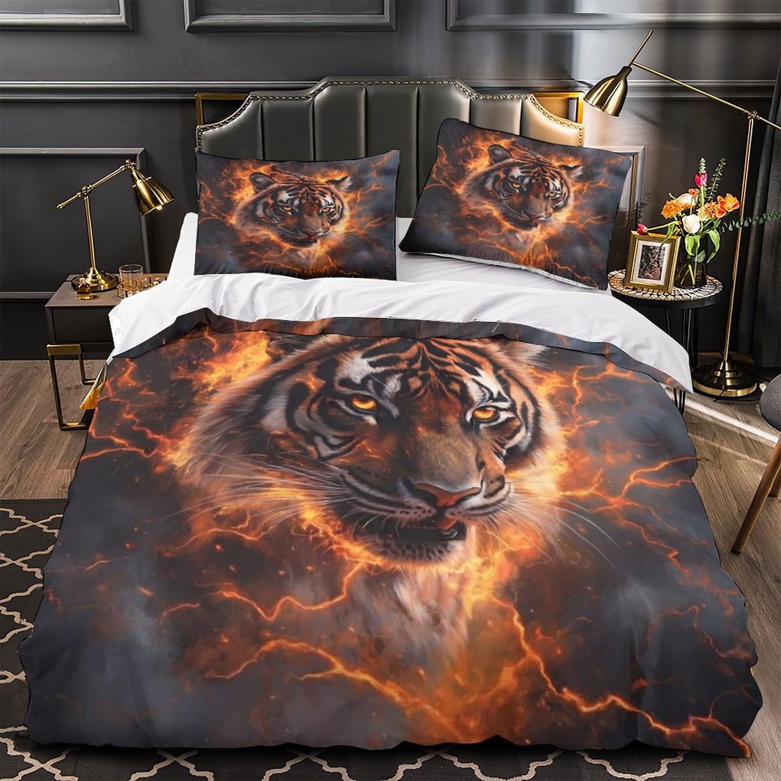 Housse de couette basket-ball enflammé 200x200 parure de lit microfibre lit double ado