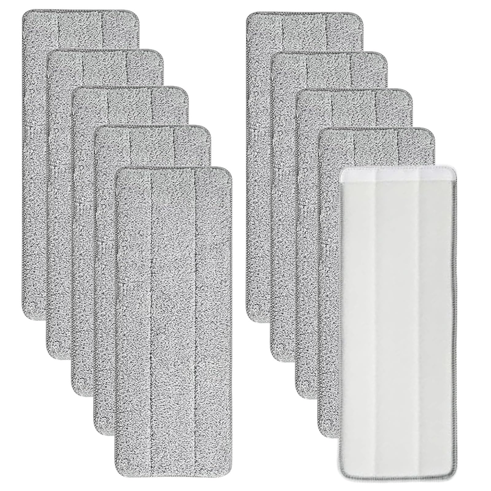 Lot de 10 serpillères en microfibre, 32 x 12 cm, réutilisables, humides et secs, pour la maison, le bureau, la cuisine, la salle de bain (gris)