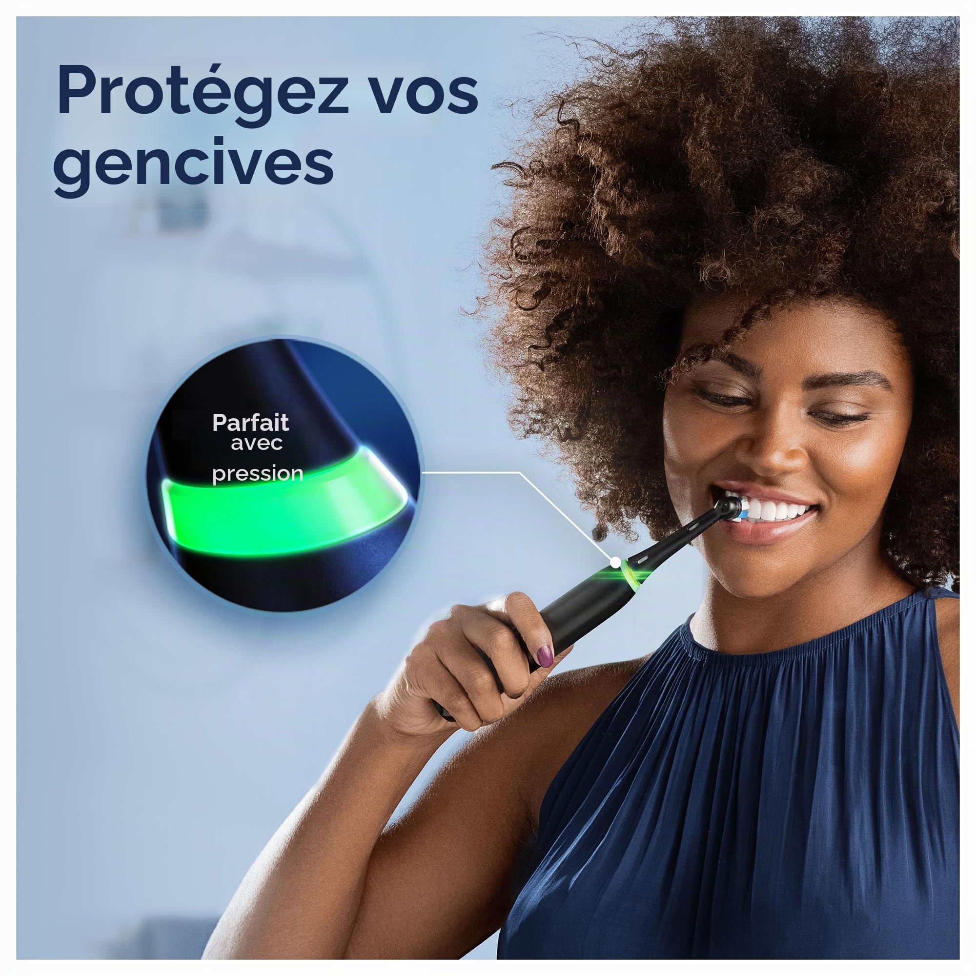 Oral-B iO Series 3 Brosse à dents électrique, avec 3 brossettes, étui de voyage, 3 modes de brossage pour les soins dentaires, brosse à dents électrique, conçue par Braun, noire