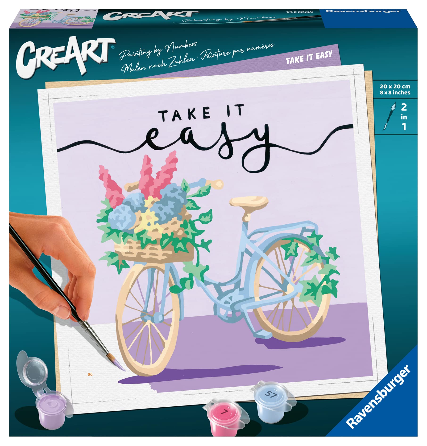 GJSZZO Kit Pittura A Numeri Per Adulti - 4 Tele Quadri 20x20 Cm Con Colori Acrilici E Pennelli - Fai Da Te Decorazione Casa - 4