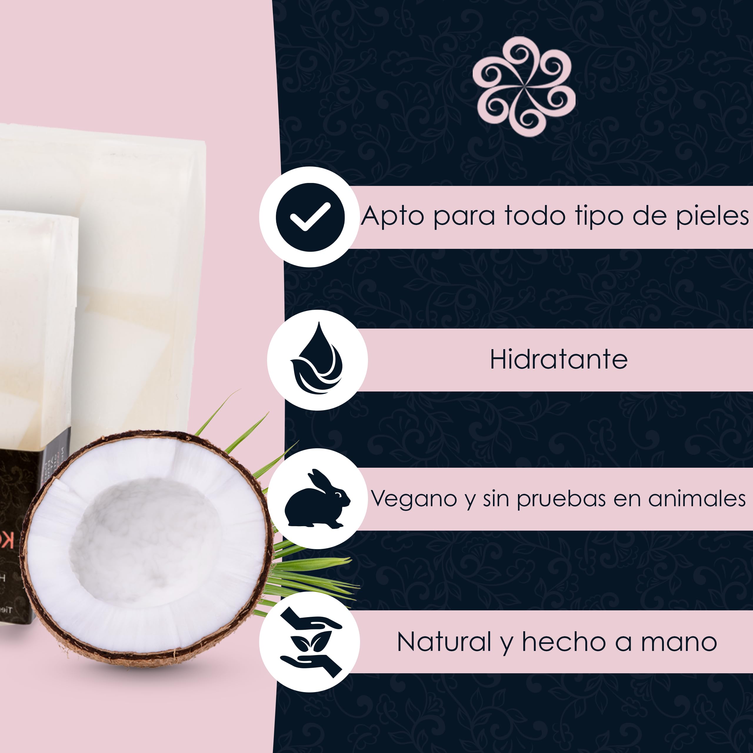 Panu Soaps Coco - Jabón de Ducha Vegano para Todo Tipo de Piel - Jabón Natural como Gel de Ducha Sólido y Champú Sólido - Jabón de Ducha Natural como Gel de Ducha Sólido — view 3