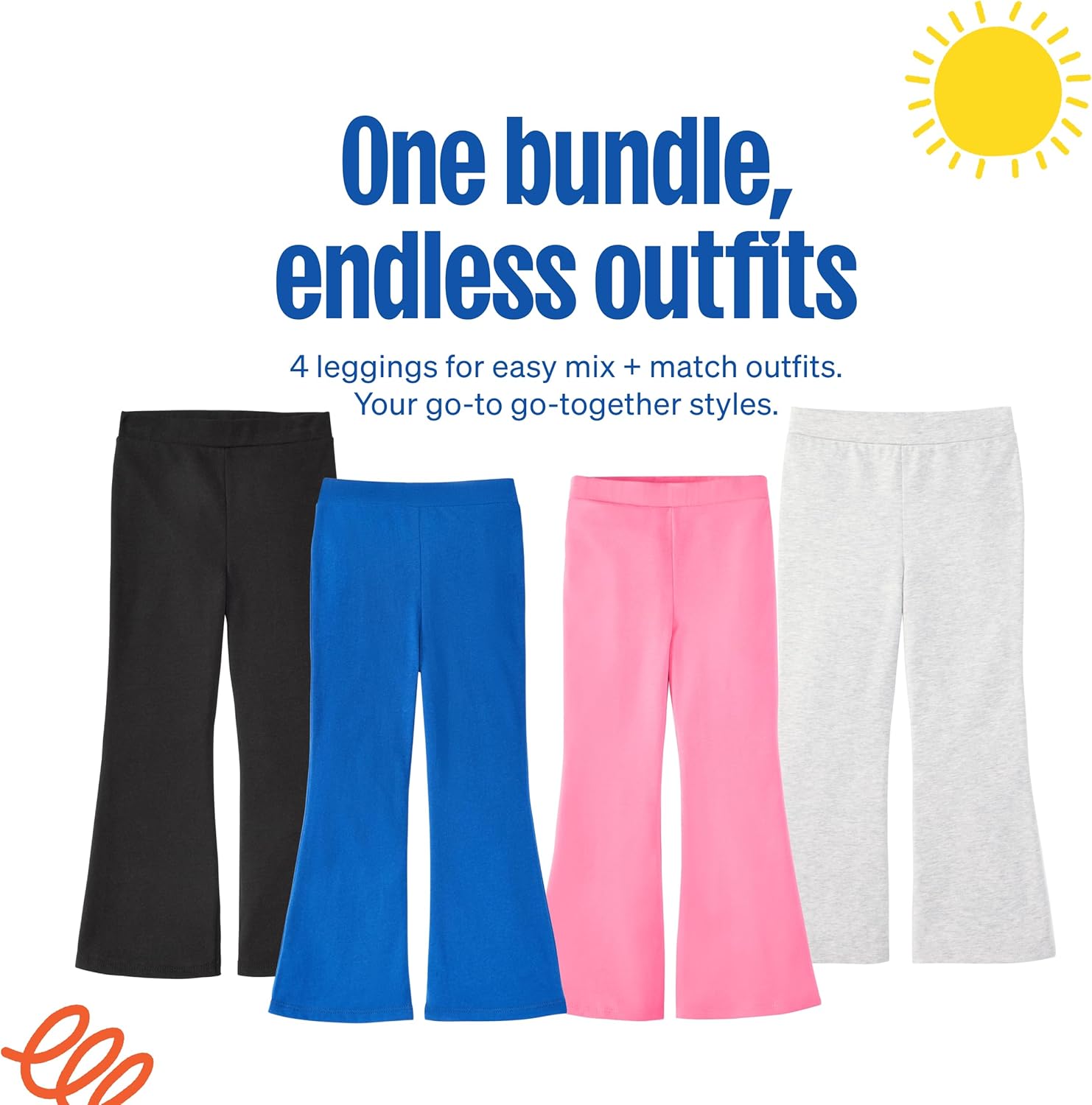 Garanimals Baby & Toddler Girl Solid Flare Legging Pants - Machine-Washable Kid's Clothes - Size 0-6T - 4 Pack