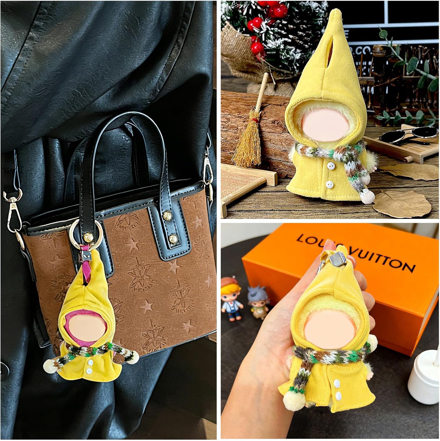 10cm Doll Clothes Pin for Love 4.0 Series - Designer Outfits Set with Wizard's Cloak & Plaid Scarf, Cute Ropa para Clothing & Accessories for 4 Inch Mini Plush Dolls Dress-Up(Yellow Cloak)