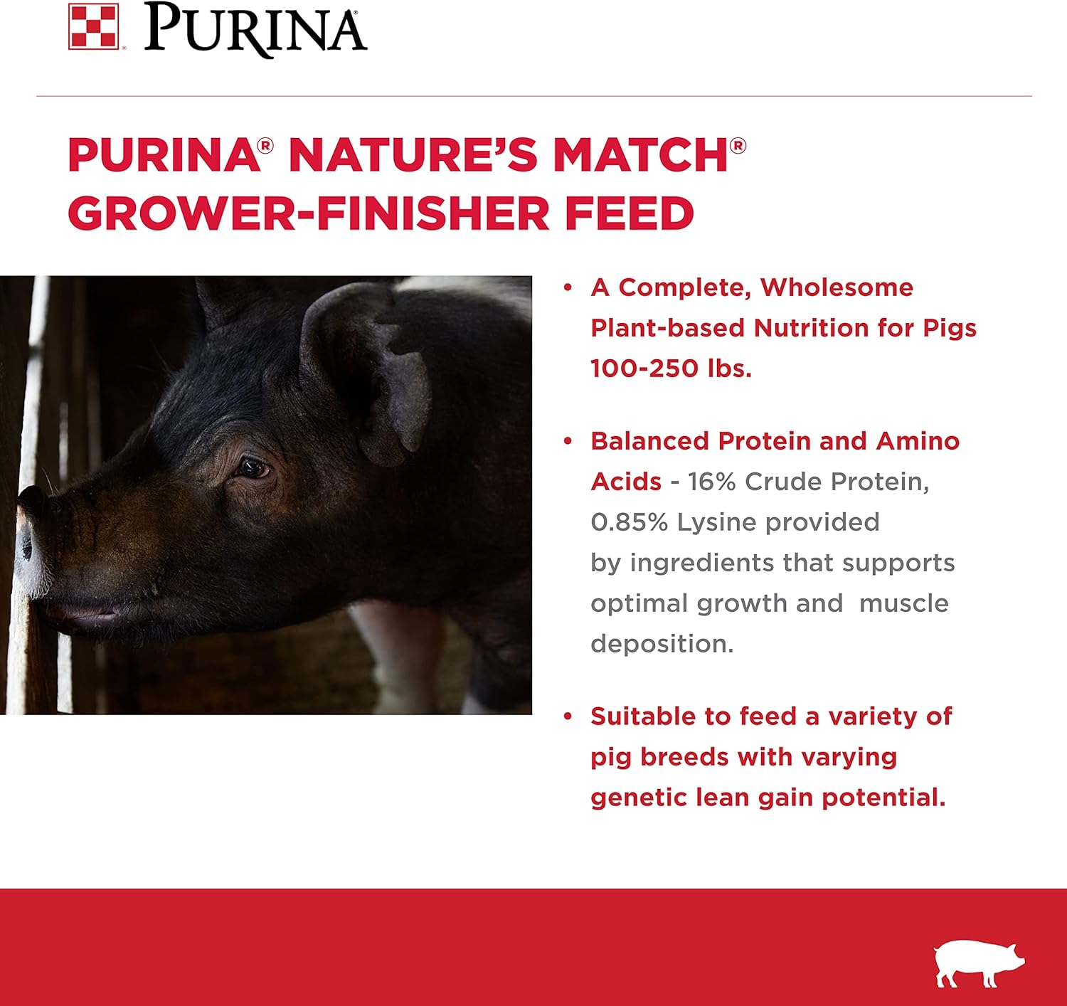Purina | Nature's Match Grower-Finisher Pig Feed | 50 Pound (50 LB) Bag