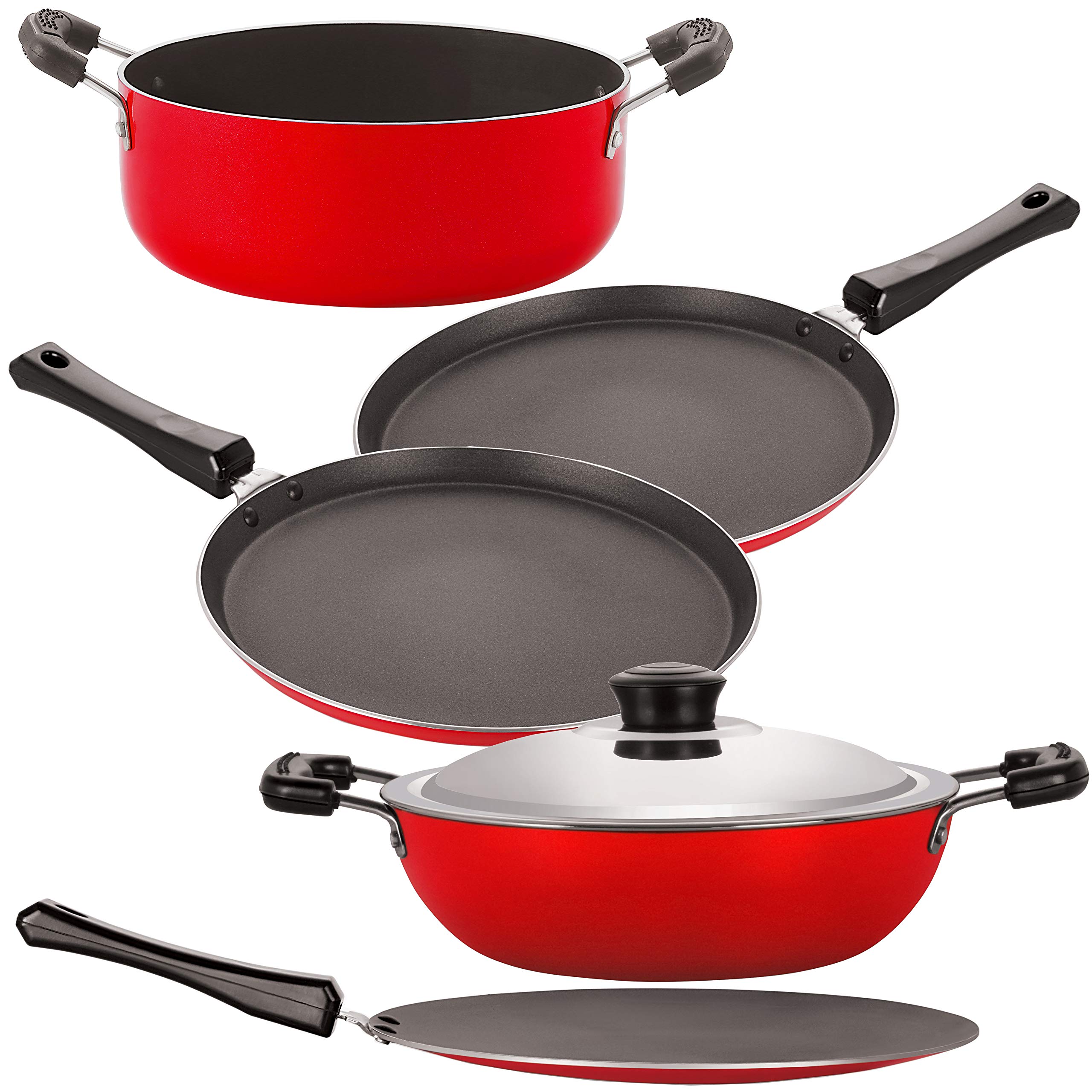 Nirlon 5 Piece 3 Layer Non-Stick Coated Chemical Free Healthy Kitchen Essential Gift Item Set