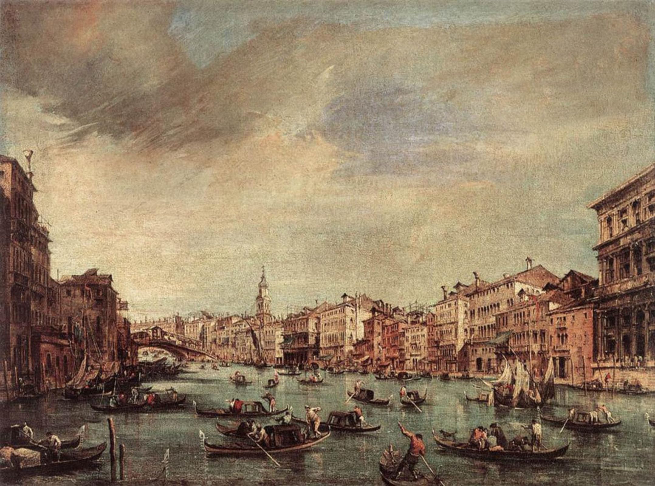 SERENDIPITP Retro Picture Poster Wall Art Pictures Painting The Grand Canal Looking toward the Rialto Bridge Francesco Guardi Wall Art Canvas Print for Wall Decor 60x90cm