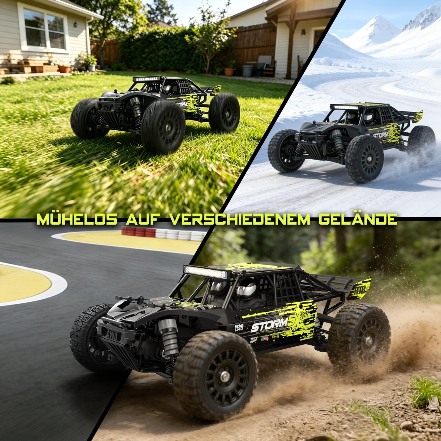 HAIBOXING 18856 1:18 4WD Ferngesteuertes Auto Offroad Monstertruck, 36 km/h Hochgeschwindigkeits RC Auto, Wasserdichter Geländewagen mit 2 Akkus, Spielzeug für Kinder und Erwachsene