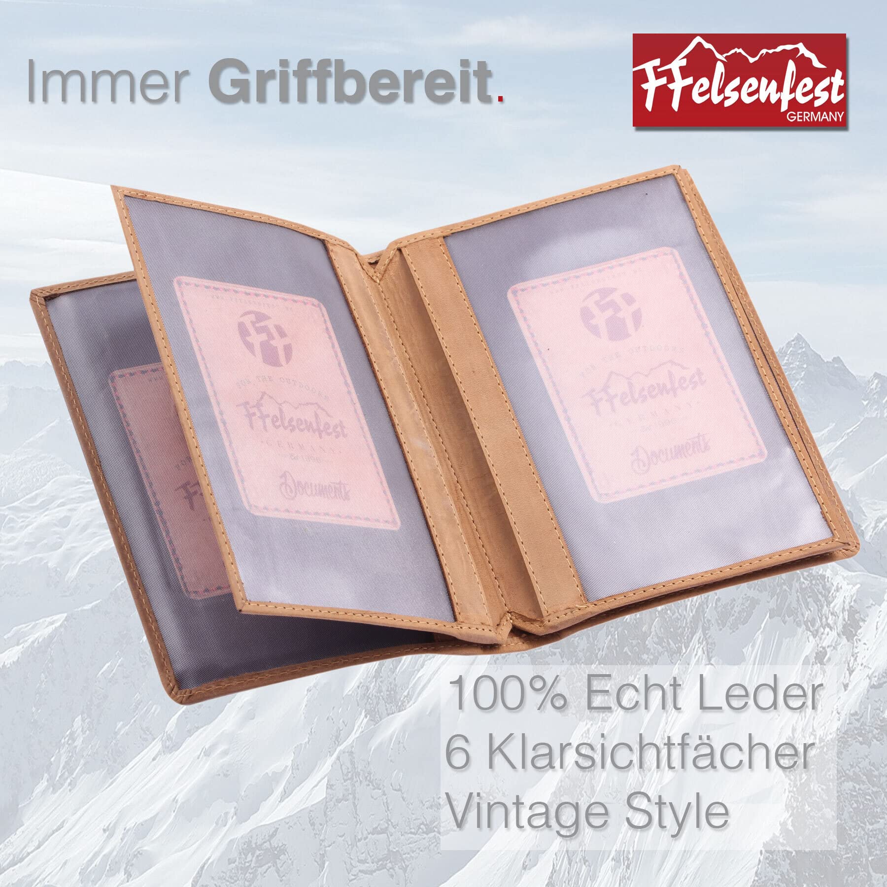 Jagdscheinmappe Leder mit Waidmannsheil Motiv I Heimtierausweis Impfpass Hülle DIN A6 Etui für Waffenschein Mappe Braun