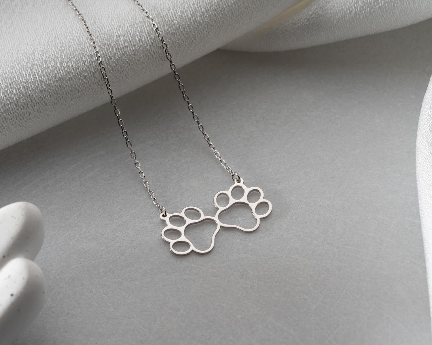 Custom Paw Print Necklace – Personalized Multi Paw Pendant in 925 Sterling Silver & 14k Solid Gold, Pet Lover Jewelry, Add 1–5 Paws, Dog Mom & Cat Lover Gift, White, Yellow or Rose Finish - Image 6