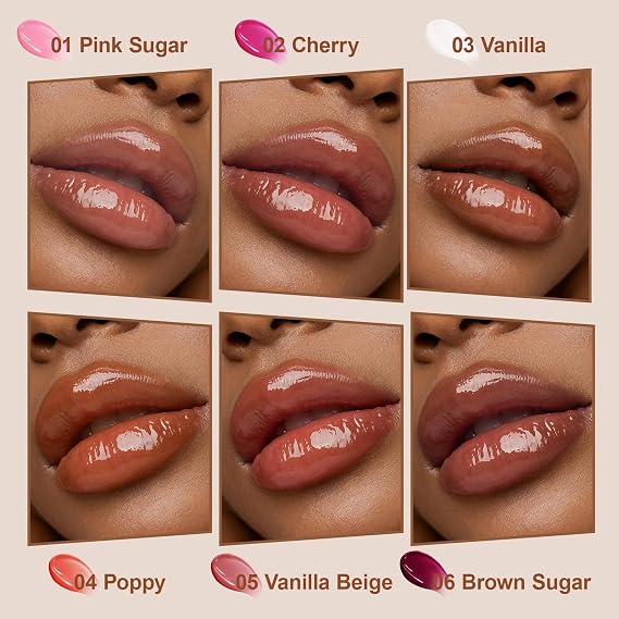 6 PCS Summer Lip Butter Balm, Lip Gloss for Instant Moisture, Lip Balm with Non-Sticky Shine, Ultra-Hydration, Lightweight, Long-lasting Soothing Lip Care