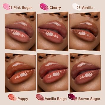6 PCS Summer Lip Butter Balm, Lip Gloss for Instant Moisture, Lip Balm with Non-Sticky Shine, Ultra-Hydration, Lightweight, Long-lasting Soothing Lip Care