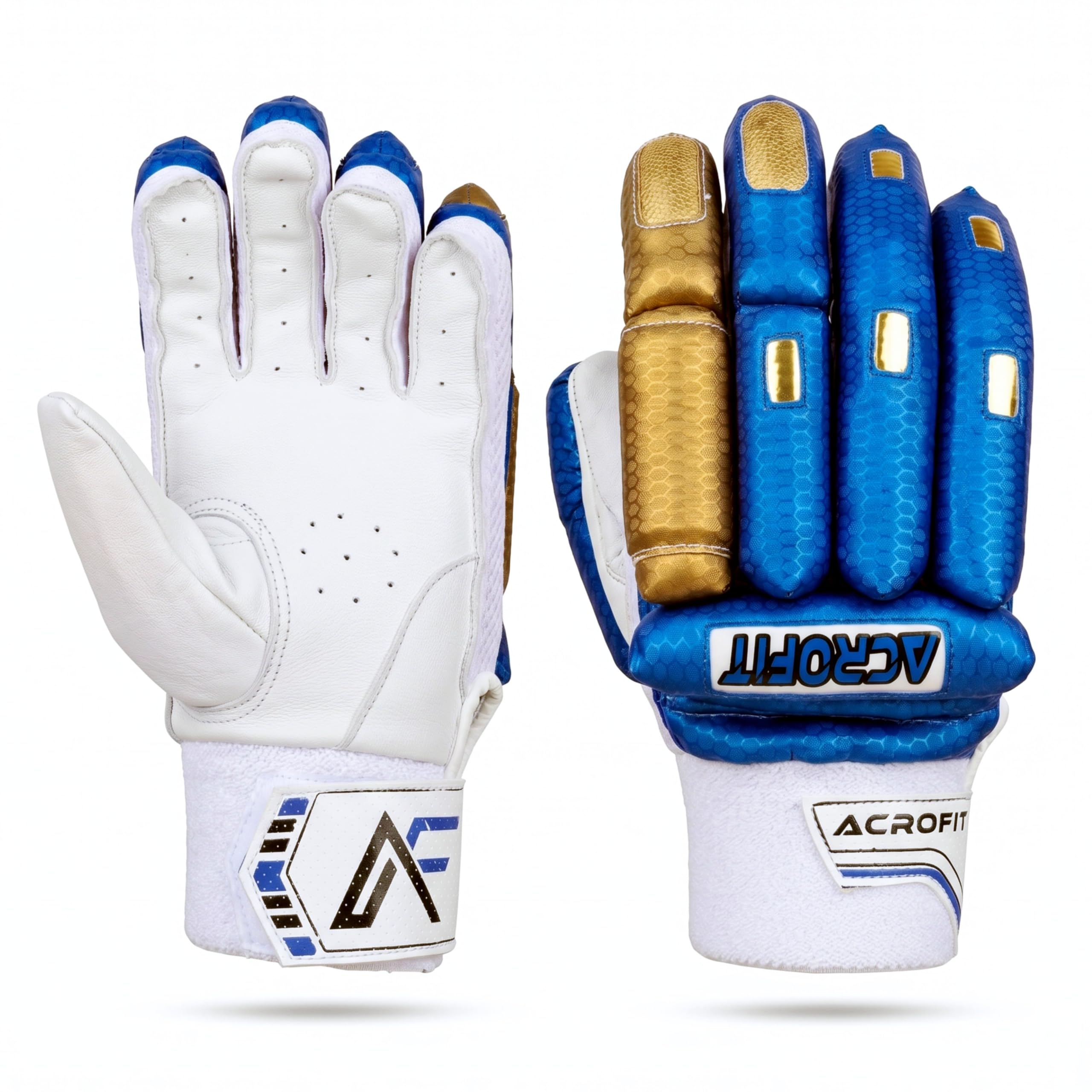 ACROFIT-20 Cricket Batting Gloves Blue & White (MAN) (Gold & Blue) | Men's, Cricket Gear, Batting Protection-picture-21