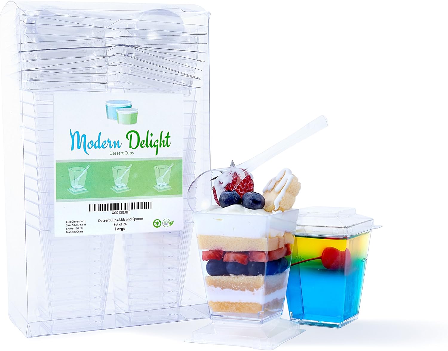 Plastic Dessert Cups With Lids Pack of 24 Modern 5 oz