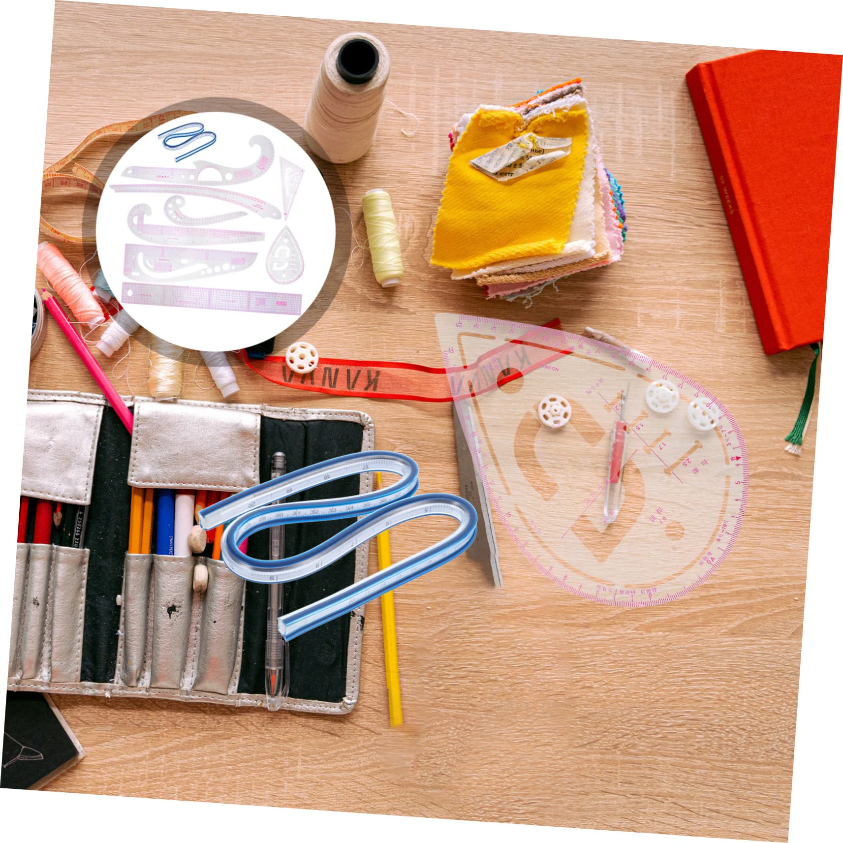 Tofficu Set di 1 Righello Curvo Francese per Sartoria, Pvc Leggero, Misura Precisa, Portatile, per Disegno e Impositione