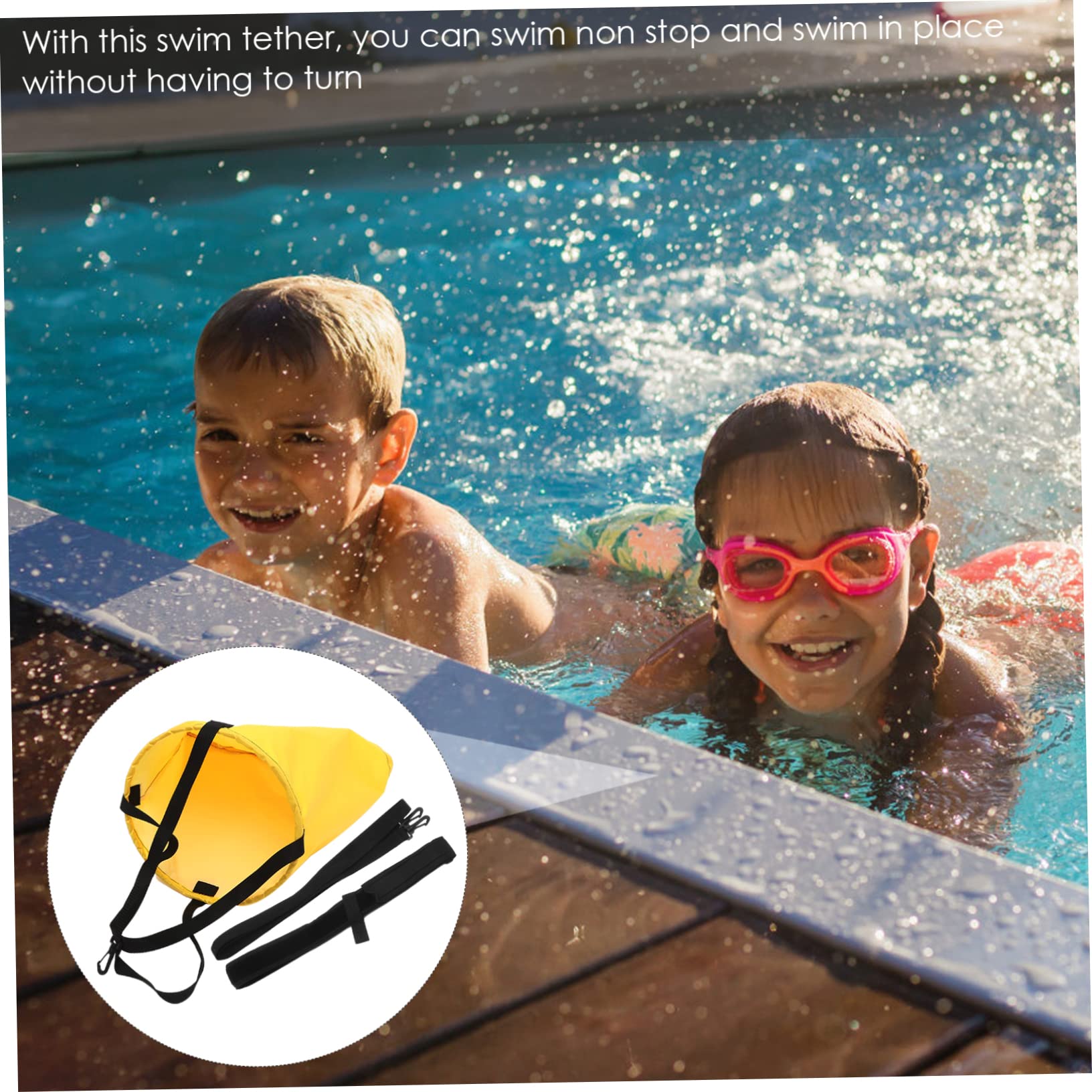 Ensemble De Parapluie De Résistance Piscine Corde De Résistance à La Natation Accessoires Enfants Entraînement Équipement Aquatique Yellow Tissu PU
