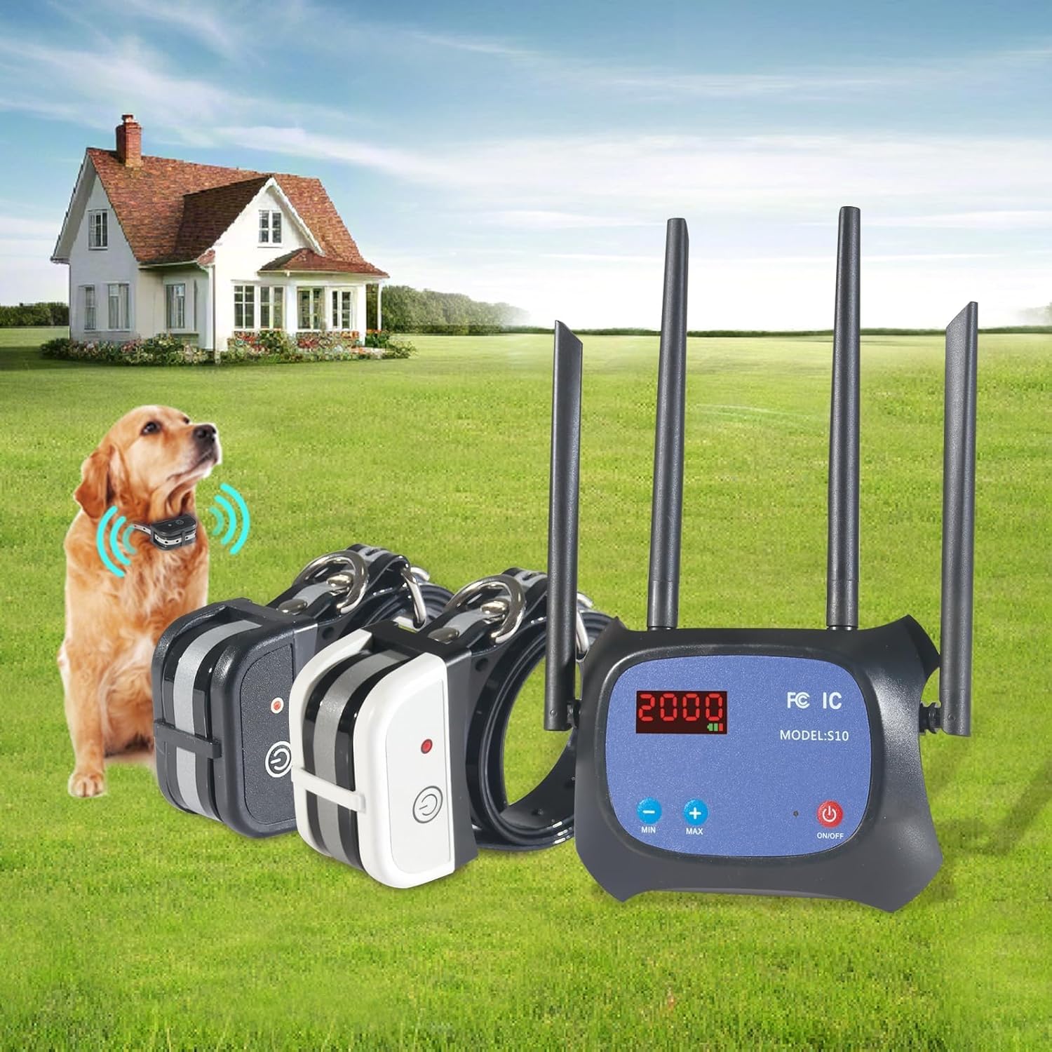 Plkm Wireless Dog Fence 2026 Upgraded Pet Boundary Container System, Adjustable Control Range, Safe Harmless Electric Wireless Dog Fence, Waterproof Rechargeable Collar Receiver
