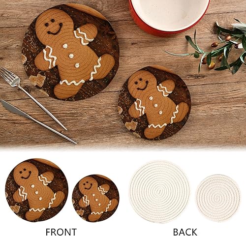 Miniatura 3 de Juego de 2 soportes para ollas de cocina vintage de pan de jengibre y azúcar y especias de azúcar rústicas, juego de almohadillas calientes de