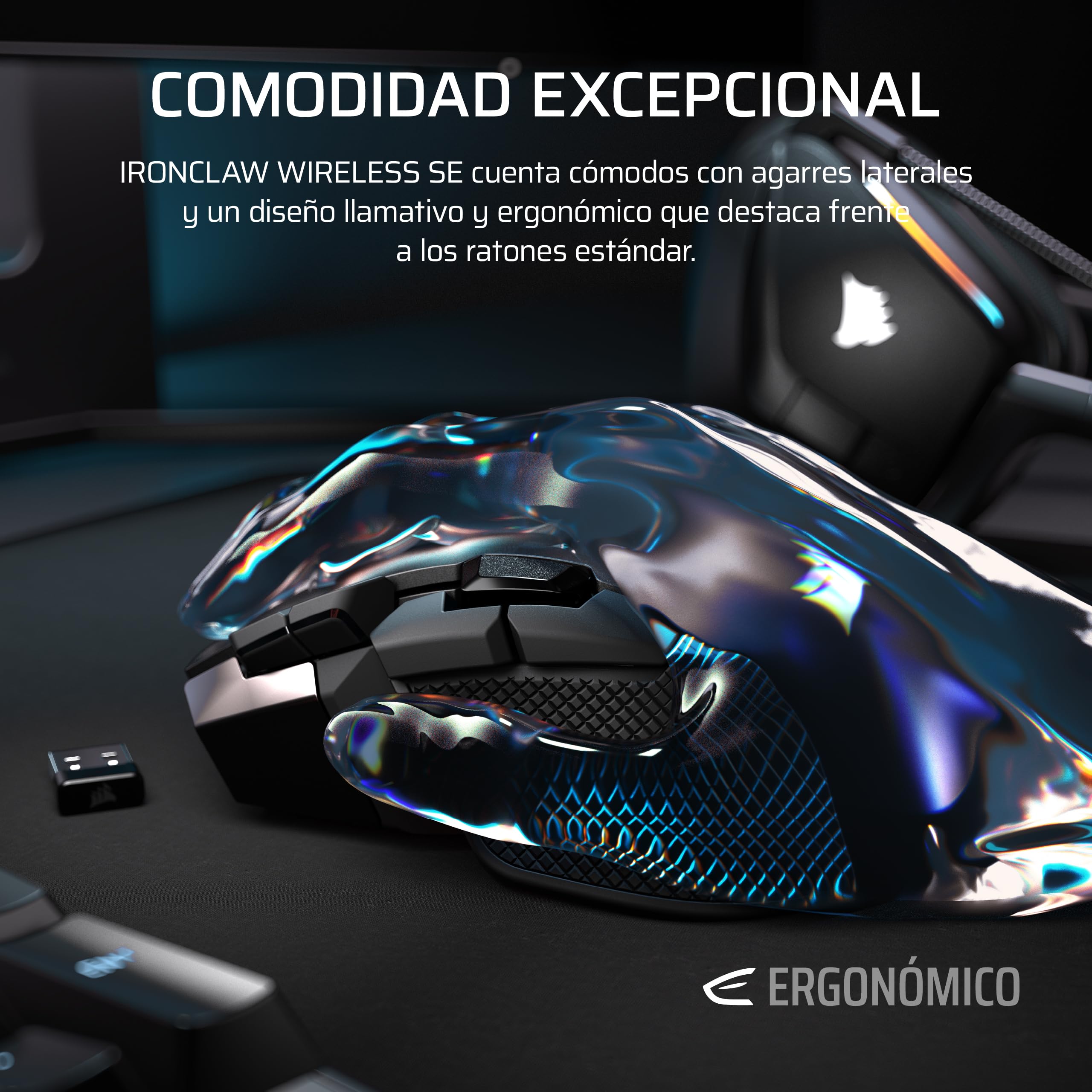 Corsair IRONCLAW Wireless SE (2026) Ratón para Juegos – Negro | 26 000 PPP, Diseño Ergonómico para Manos Grandes, 10 Botones Programables, para MOBA, FPS, MMO