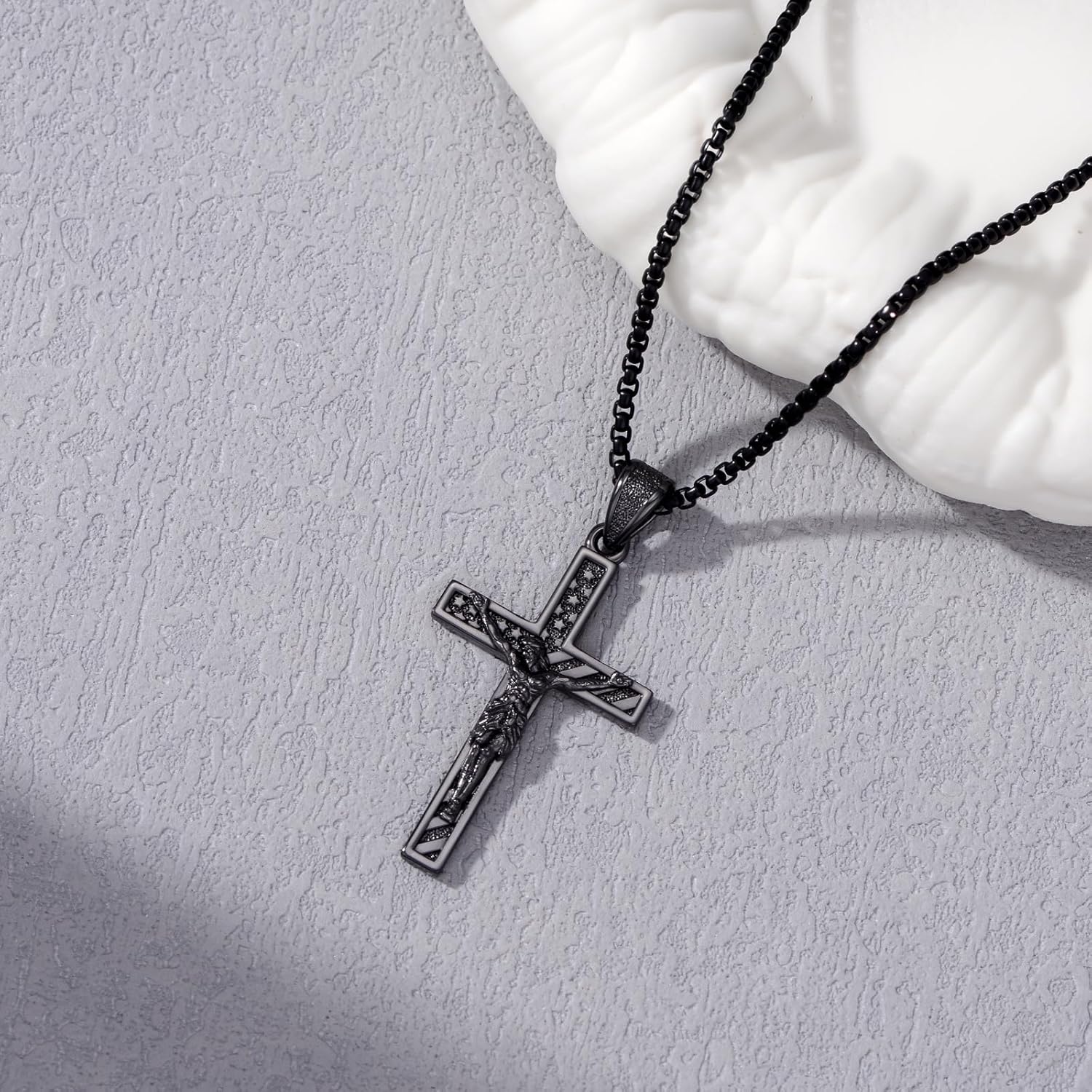 YYB American Flag Cross Necklace 925 Sterling Silver Protection Cross Pendant Jewelry Religious Gifts for Men (2.5mm 22"+2" Rolo Chain)