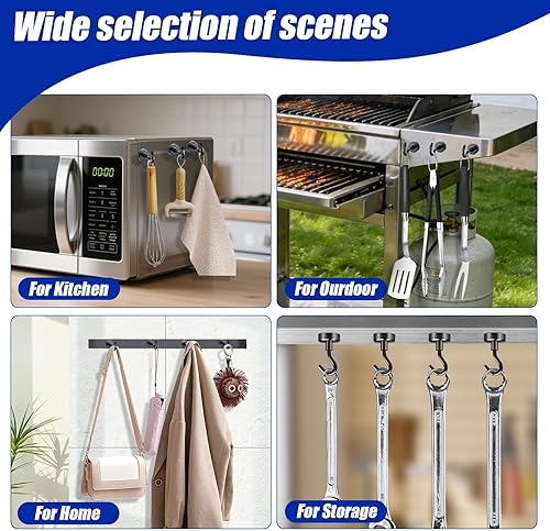 Miniatura 7 de 22 Pack Black Magnetic Hook Heavy Duty , 25lbs Magnetic Hooks for Hanging ,Strong Neodymium Magnet With Hooks for Cruise Cabin,Rare Earth Magnets