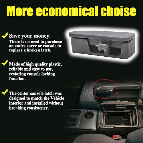 Miniatura 5 de 41042 Pestillo de consola central 58910AD030B0 Rplacement de bloqueo de tapa de consola para Toyota Tacoma 2005-2012, gris