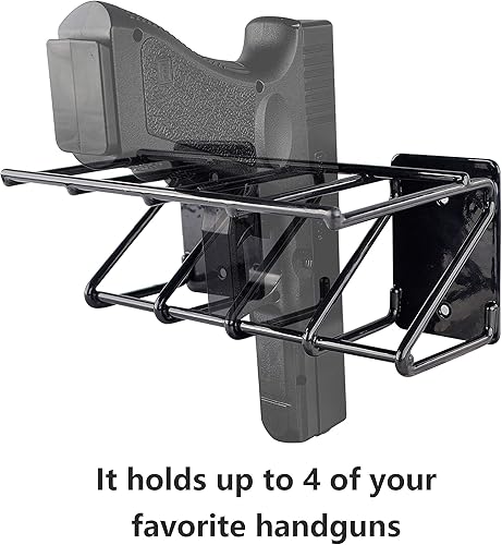 Miniatura 2 de Adoreal Soporte de pared para pistola de 4 ranuras, se adapta a la mayoría de pistolas de tamaño, soporte de pared para pistola Glock 19, 17, 42,
