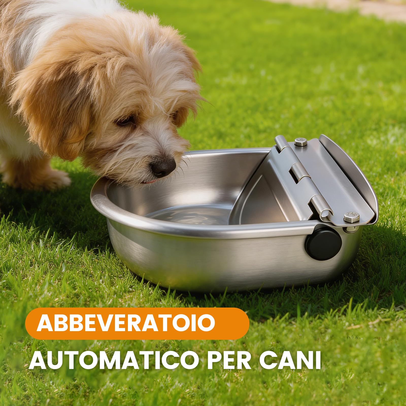 Abbeveratoio Automatico per Cani con Valvola a Galleggiante Regolabile a 2 Pezzi, Ciotola per Bestiame in Acciaio Inox con Tappo di Scarico per Bovini, Maiali, Pecore e Cani