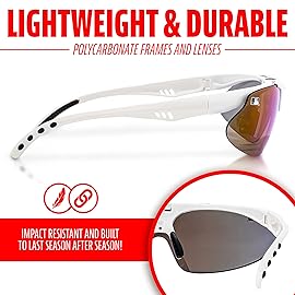 Franklin Sports MLB Baseball Sunglasses - Flip Up Baseball + Softball Sunglasses for Kids + Adults - Lightweight Sport Sunglasses for UV Protection - White